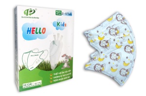 Khẩu Trang Em Bé Hello Kids 3D ( Hoạ Tiết Khỉ Ăn Chuối - 10 Cái/Hộp )